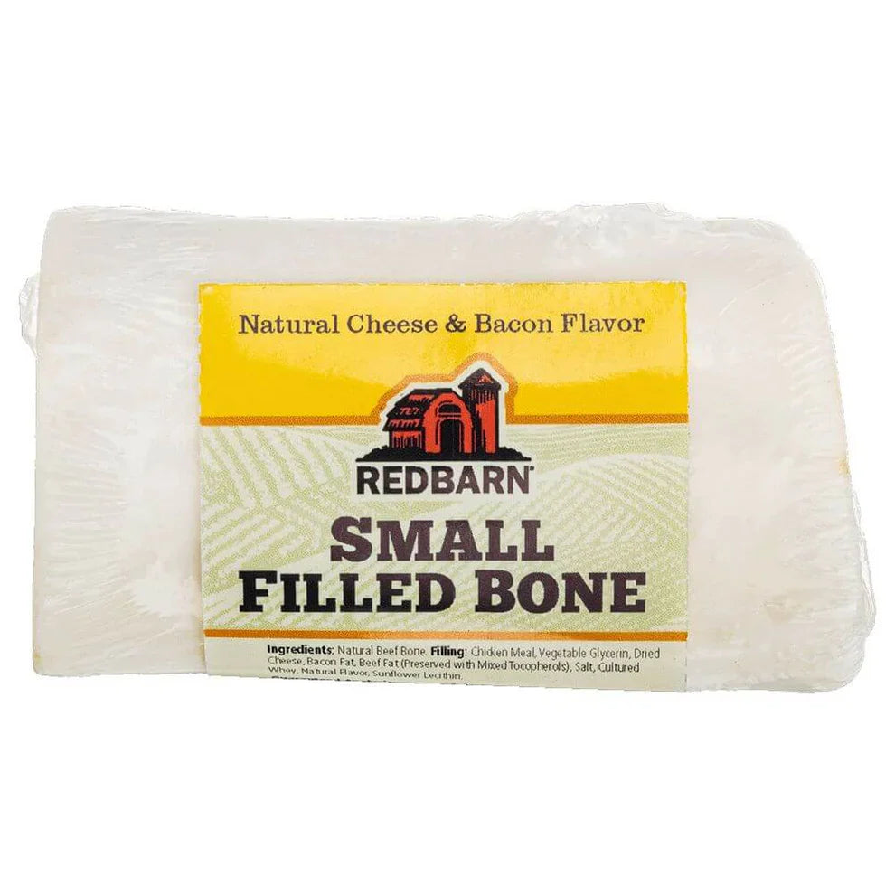 Redbarn Small Filled Bone Dog Chew Treat - Cheese & Bacon Flavor (Case of 20, 3.5 oz) - Natural, Long-Lasting