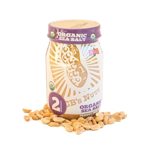 Cb's Nuts - Organic Crunchy Peanut Butter with Sea Salt, 16 oz (Pack of 12) - GMO Free