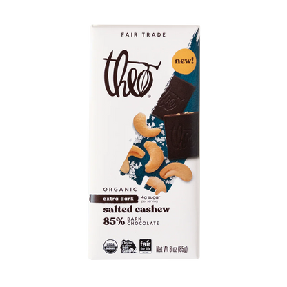Theo Chocolate - Bar Salted Cashew 85% (Pack of 12-3oz)