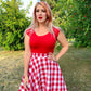 Retro Boat Neck Top in Red