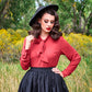 Helen Retro Blouse in Cognac - 3X only
