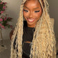 Bohemian Knotless Braid Wig, Full Lace, Waist, Color 613 mix - ZARA