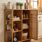 Bamboo 4 Tier Floor Cabinet with Doors, Freestanding Storage