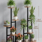 8-Tier Metal & Wood Plant Stand, Multi-Level Indoor Outdoor Flower Shelf, Tall Corner Planter Rack