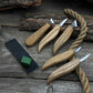 5-Piece Wood Carving Knife Set with Sharpening Board & Leather Case