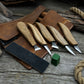 5-Piece Wood Carving Knife Set with Sharpening Board & Leather Case