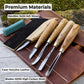 5-Piece Wood Carving Tool Set with Sharpening Board & Leather Case