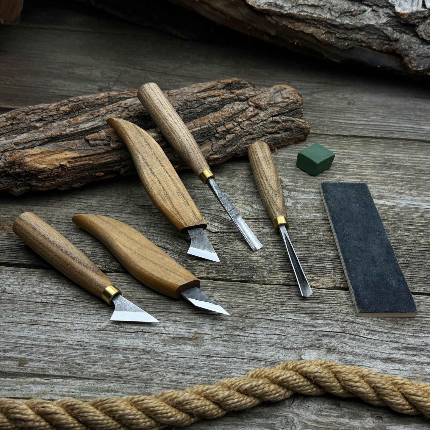 5-Piece Wood Carving Tool Set with Sharpening Board