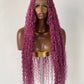 Bohemian Knotless Braid Wig, Pink Color (100% Human Hair Curls) Full lace - Tara