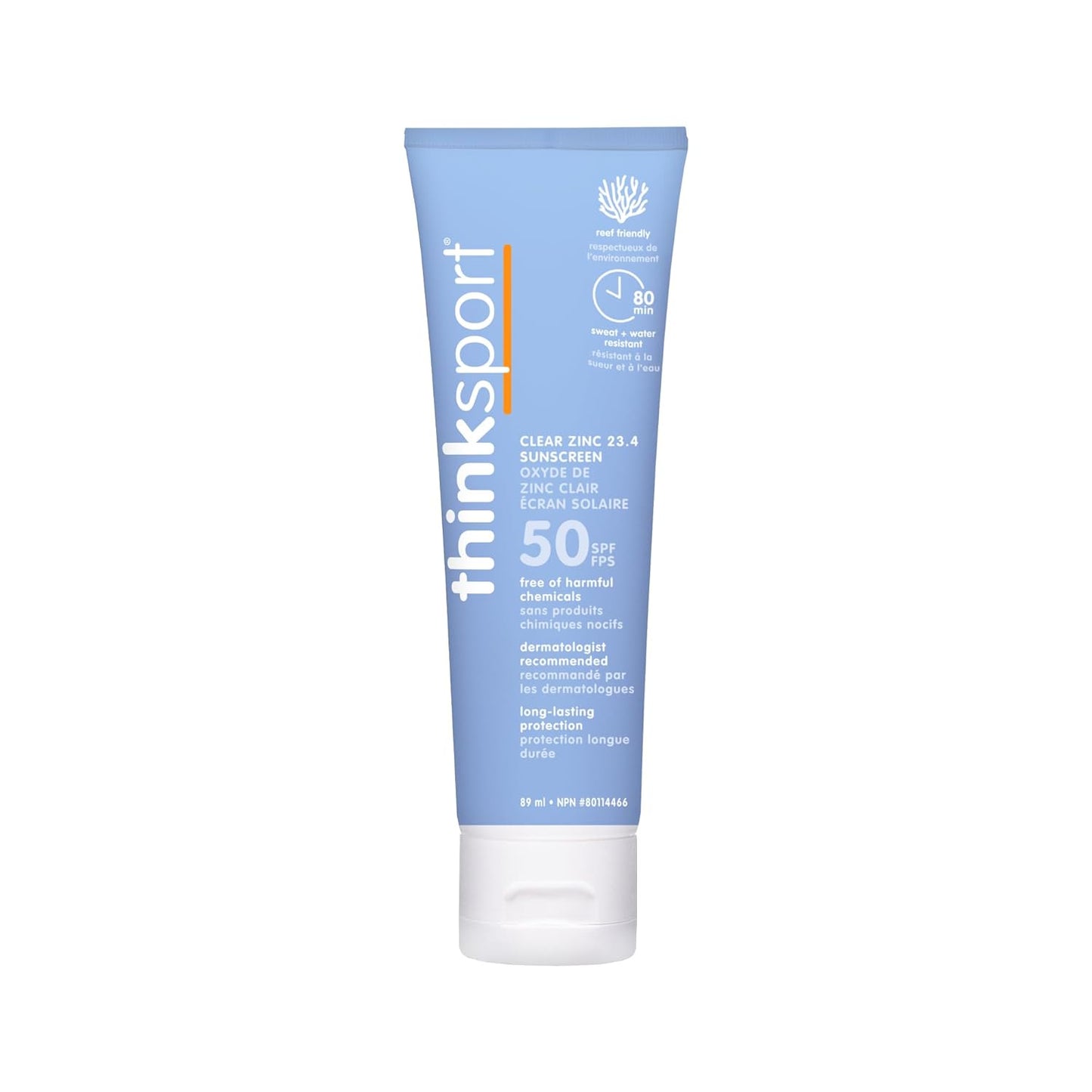 Thinksport Sunscreen, SPF 50+, Mineral Formula, 3 Fl Oz, Pack of 2.