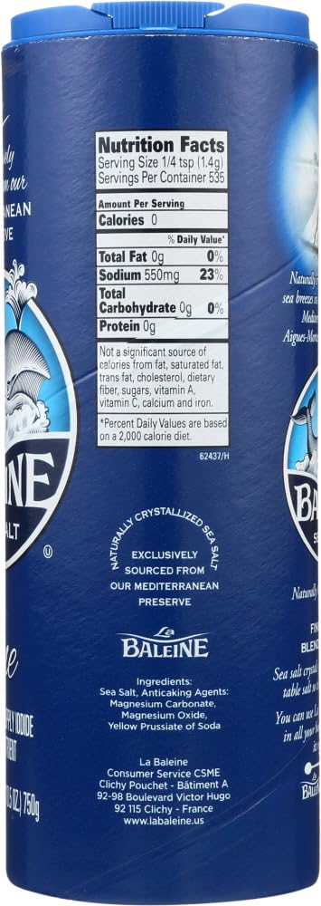La Baleine Fine Sea Salt, 26.5 oz, Case of 12