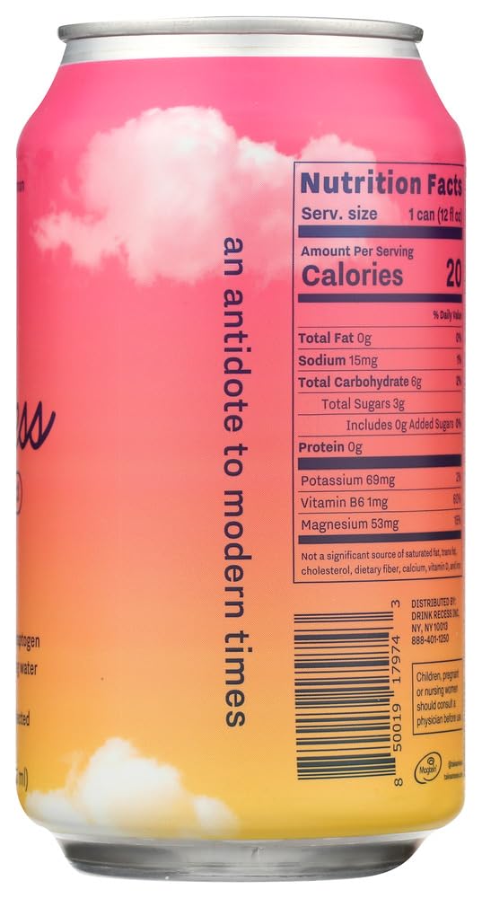 Recess Sparkling Water, Raspberry Lemon Magnesium, Case of 12, 12 fl. oz.