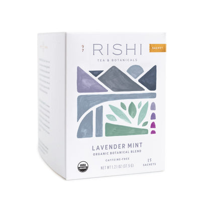 Rishi Tea Lavender Mint Herbal Tea - Case of 6 (15 Bags Each)