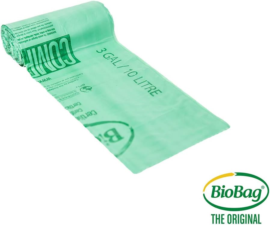 Biobag Food Scraps Compostable Bags, 3 Gallon, 25 Count, Case of 12