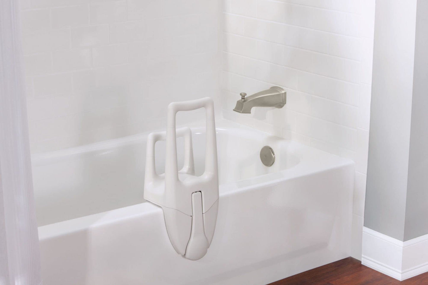 Moen Dual Tub Grip Locking Grab Bar - Adjustable Clamp, No Tools Install, 350 lbs Support