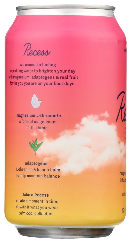 Recess Sparkling Water, Raspberry Lemon Magnesium, Case of 12, 12 fl. oz.