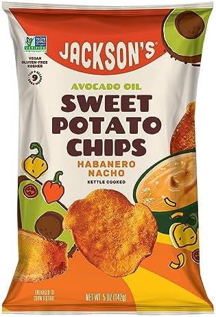 Jacksons - Sweet Habanero Nacho Avocado Potato Chips, 5 oz (Pack of 12) - Gourmet Snack Chips
