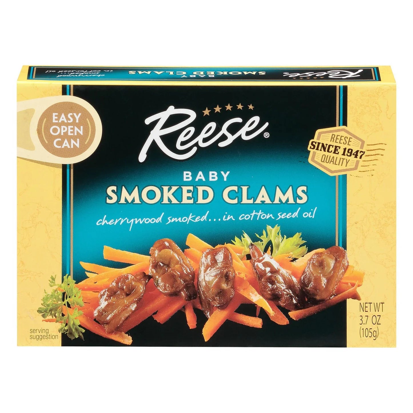 Reese Smoked Baby Clams, Case of 10 - 3.66 Oz Cans