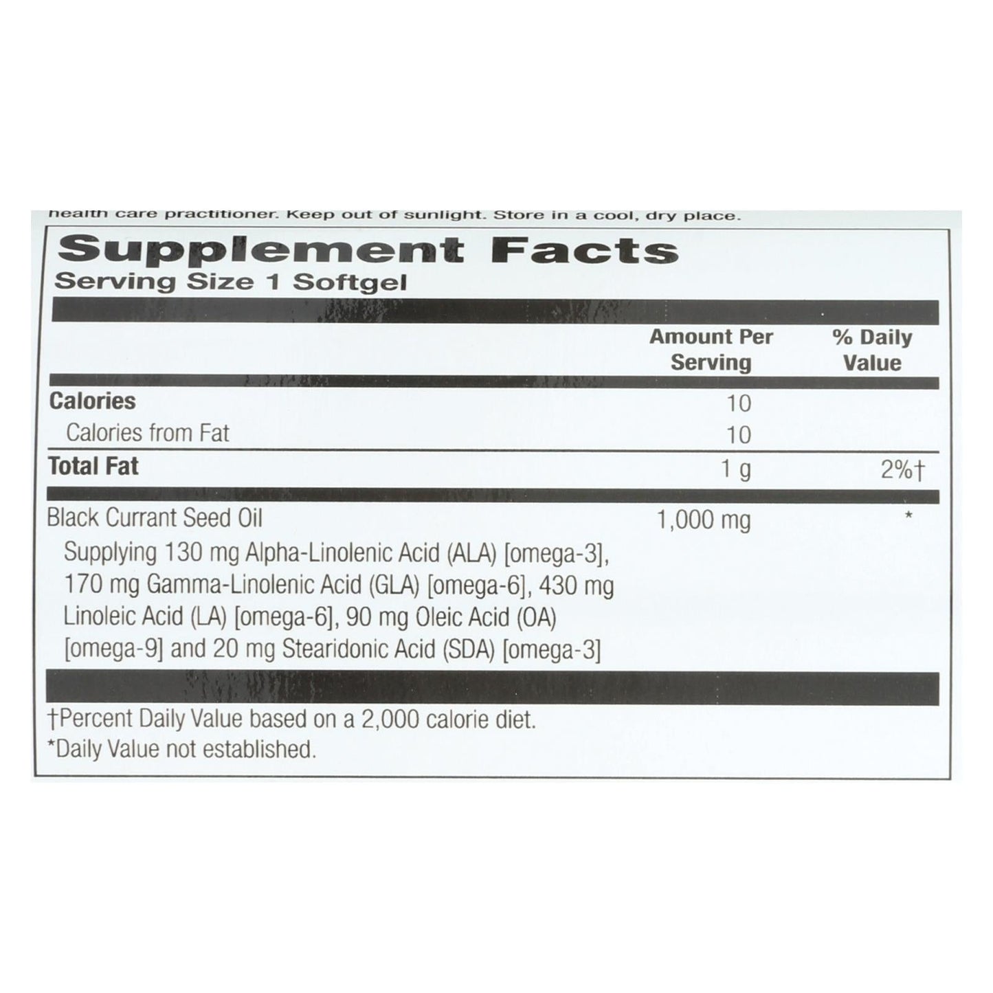 Health From The Sun Black Currant Oil Dietary Supplement - 60 Softgels