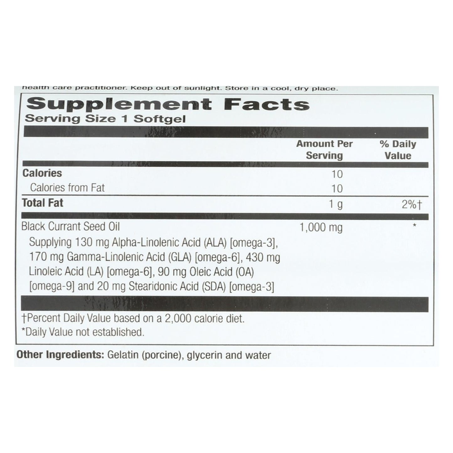 Health From The Sun Black Currant Oil Dietary Supplement - 60 Softgels