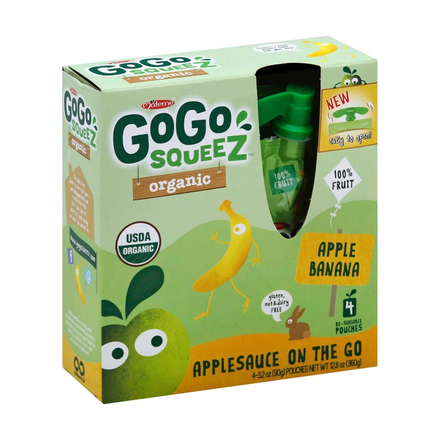 Gogo Squeez Apple Applesauce, Banana, 3.2 oz. (Pack of 12)