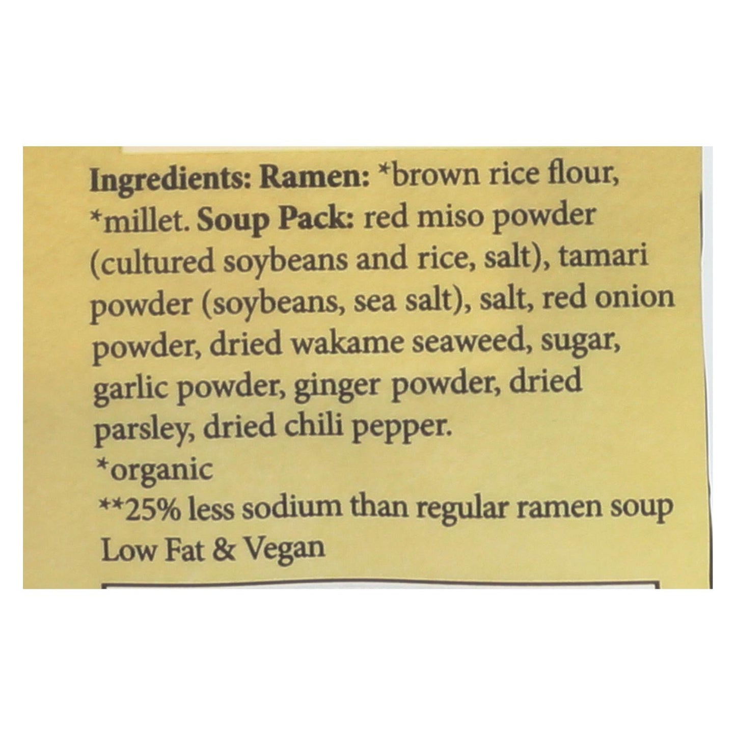 Lotus Foods Organic Millet and Brown Rice Ramen with Miso Soup - 2.8 Oz (Pack of 10)