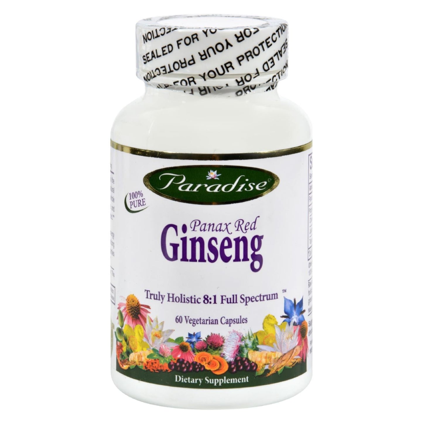 Paradise Herbs Panax Red Ginseng (60 Vegetarian Capsules)
