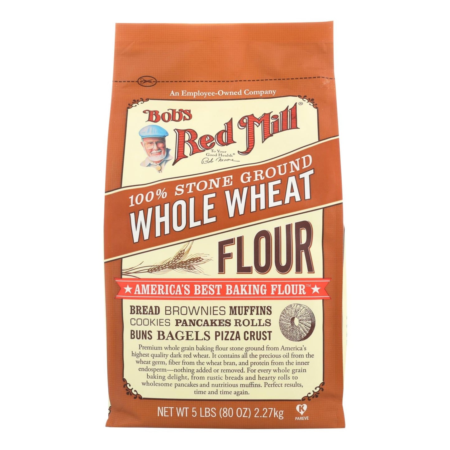Bob's Red Mill Whole Wheat Flour, 5 lb, 4 Pack | Bulk Baking Flour