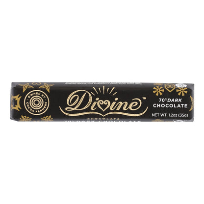 Divine Dark Chocolate Snack Bar (Pack of 18) - 70% Cocoa, 1.2 Oz Each