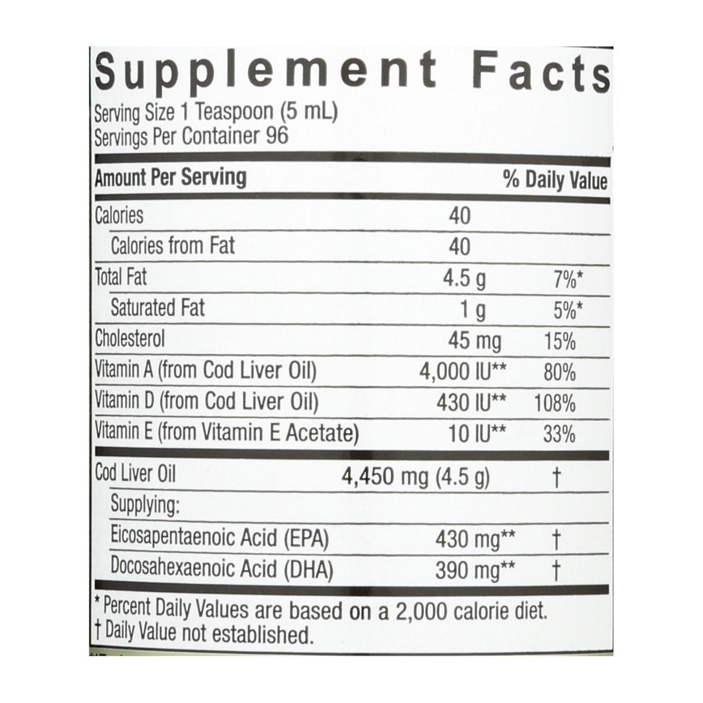 Nature's Answer Premium Norwegian Cod Liver Oil - Rich Omega 3 Fatty Acids - 16 Fl Oz