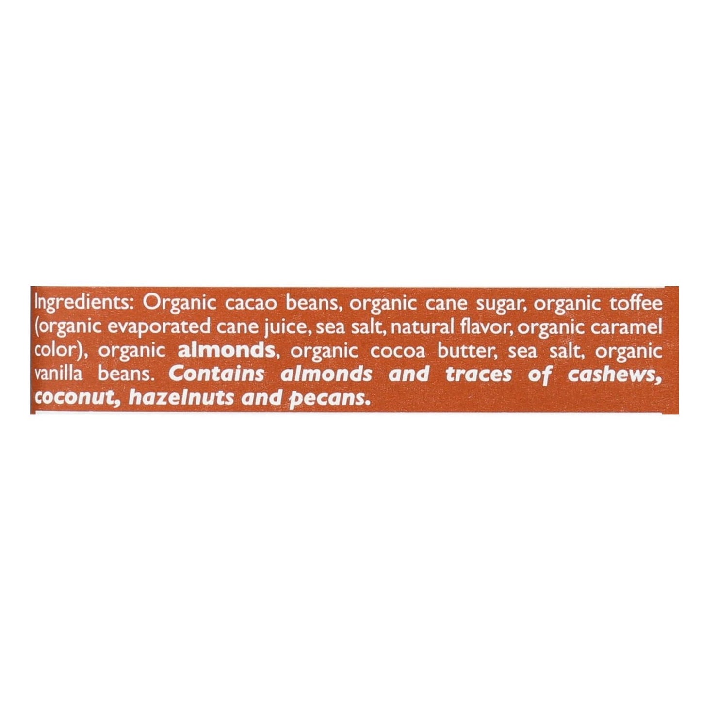 Organic Dark Chocolate Bar with Toffee Almond and Sea Salt (Pack of 10) - 2.5 Oz.