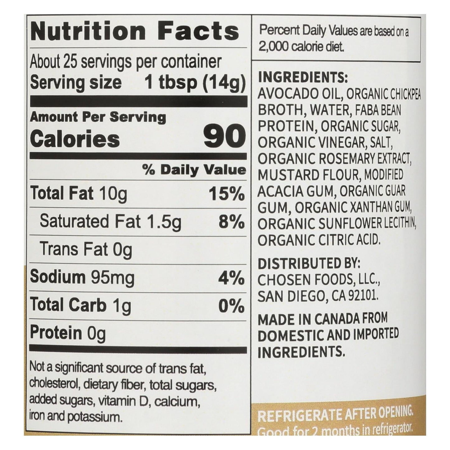 Chosen Foods Avocado Oil Vegan Mayo, 12 Oz. Pack of 6