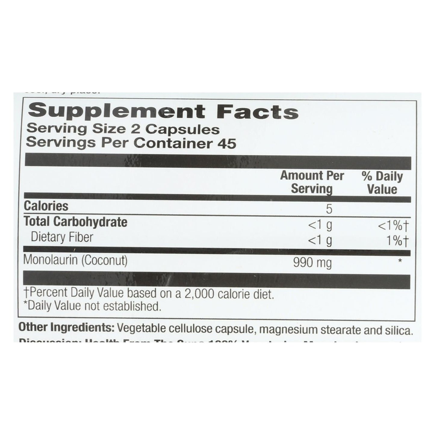 Health From The Sun Monolaurin - 90 Vegetarian Capsules