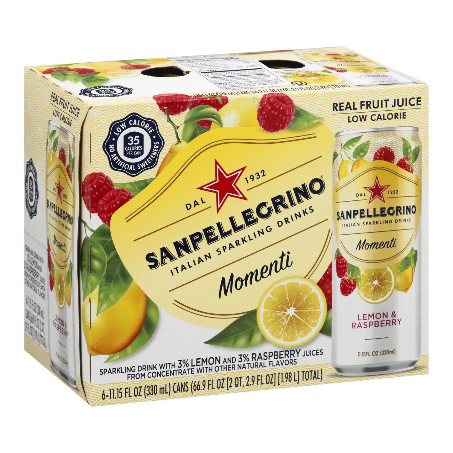 San Pellegrino Sparkling Lemon Raspberry (Pack of 4 - 11.15 oz. Bottles)
