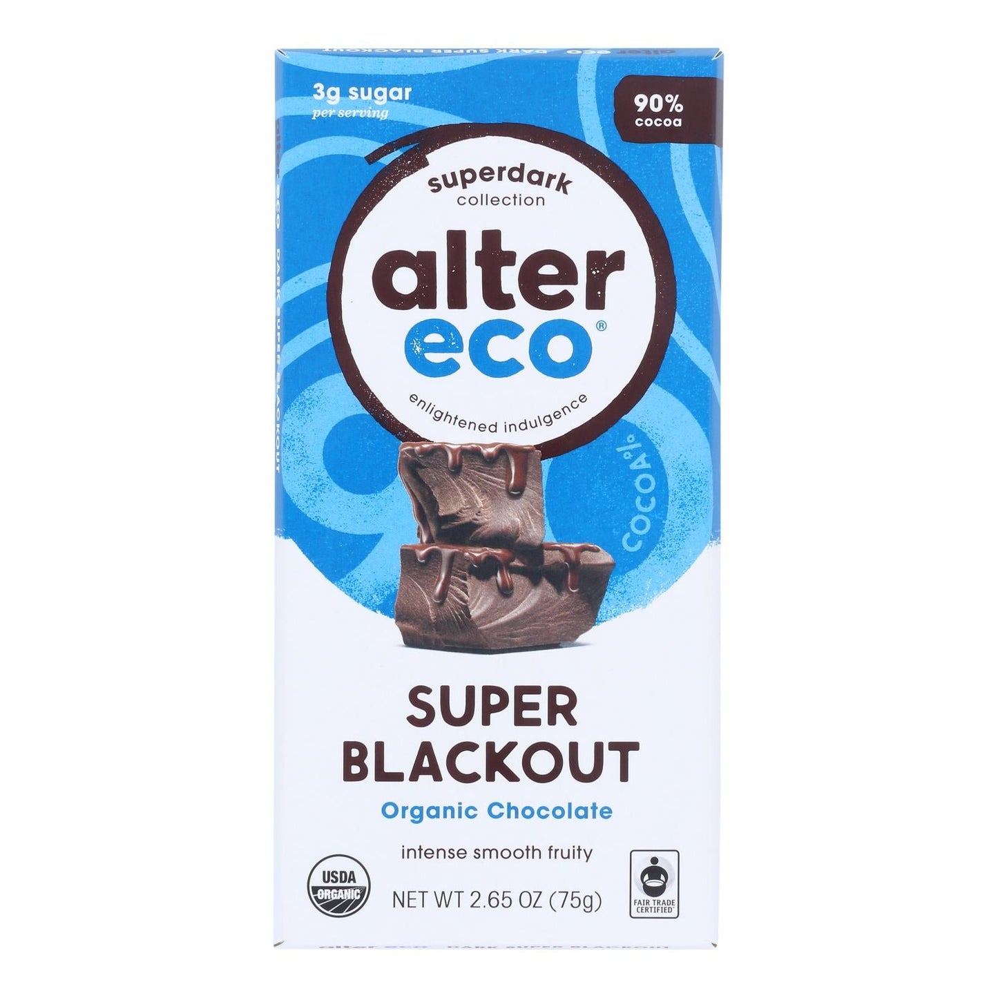 Alter Eco Americas Organic Dark Super Blackout Chocolate Bar (Case of 12 - 2.65 Oz)