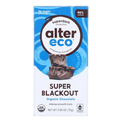 Alter Eco Americas Organic Dark Super Blackout Chocolate Bar (Case of 12 - 2.65 Oz)
