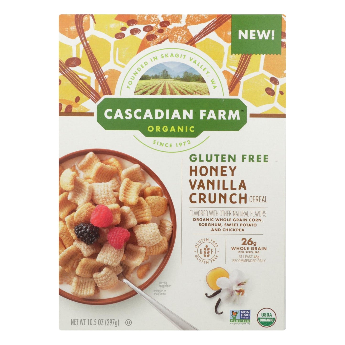 Cascadian Farm Honey Vanilla Crunch Cereal, 10.5 Oz (Pack of 12)