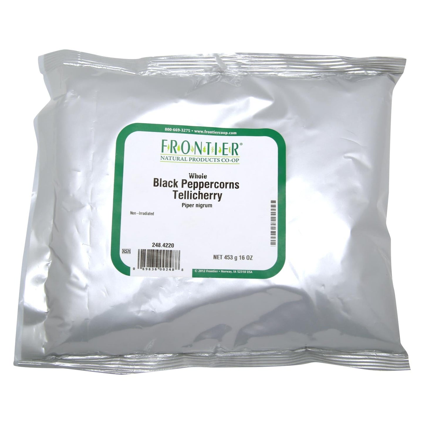 Frontier Herb Black Tellicherry Peppercorns, Grade 1 - Whole, 1 lb