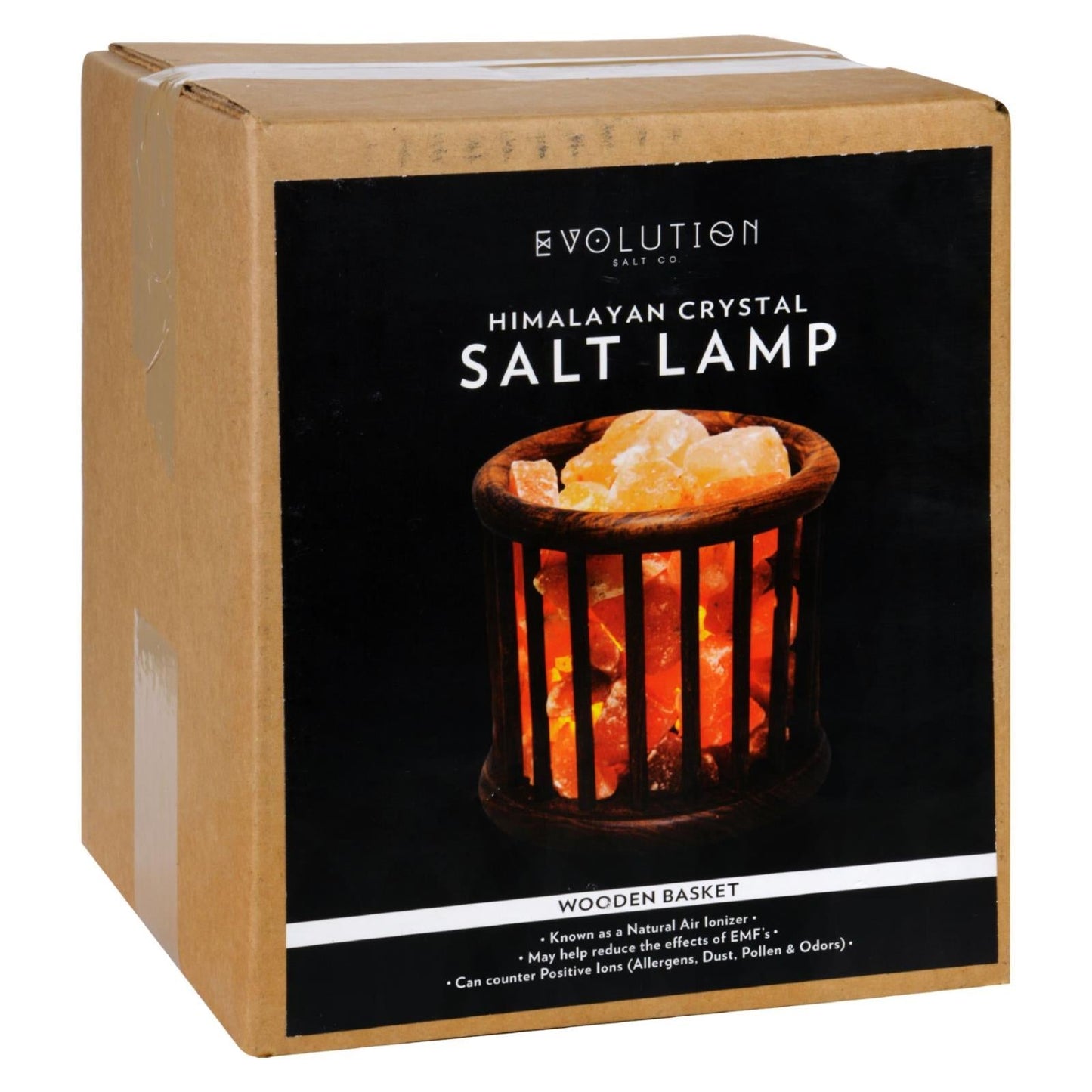 Evolution Natural Himalayan Salt Crystal Lamp in Wooden Basket