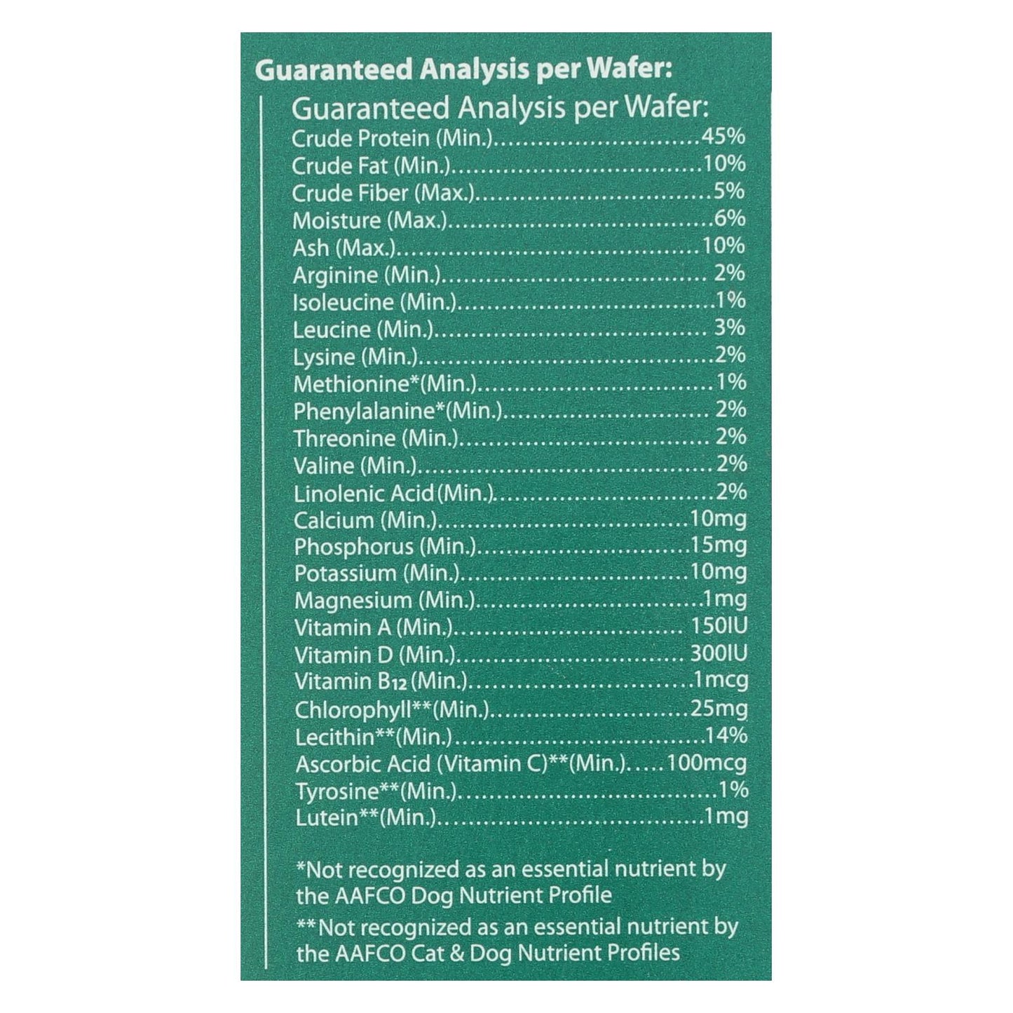 Sun Chlorella Rejuv-a-Wafers: Superfood Supplement for Dogs and Cats, 60 Count Wafers