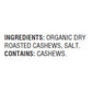 Woodstock Organic Whole Cashews, Dry Roasted & Salted, 7 oz