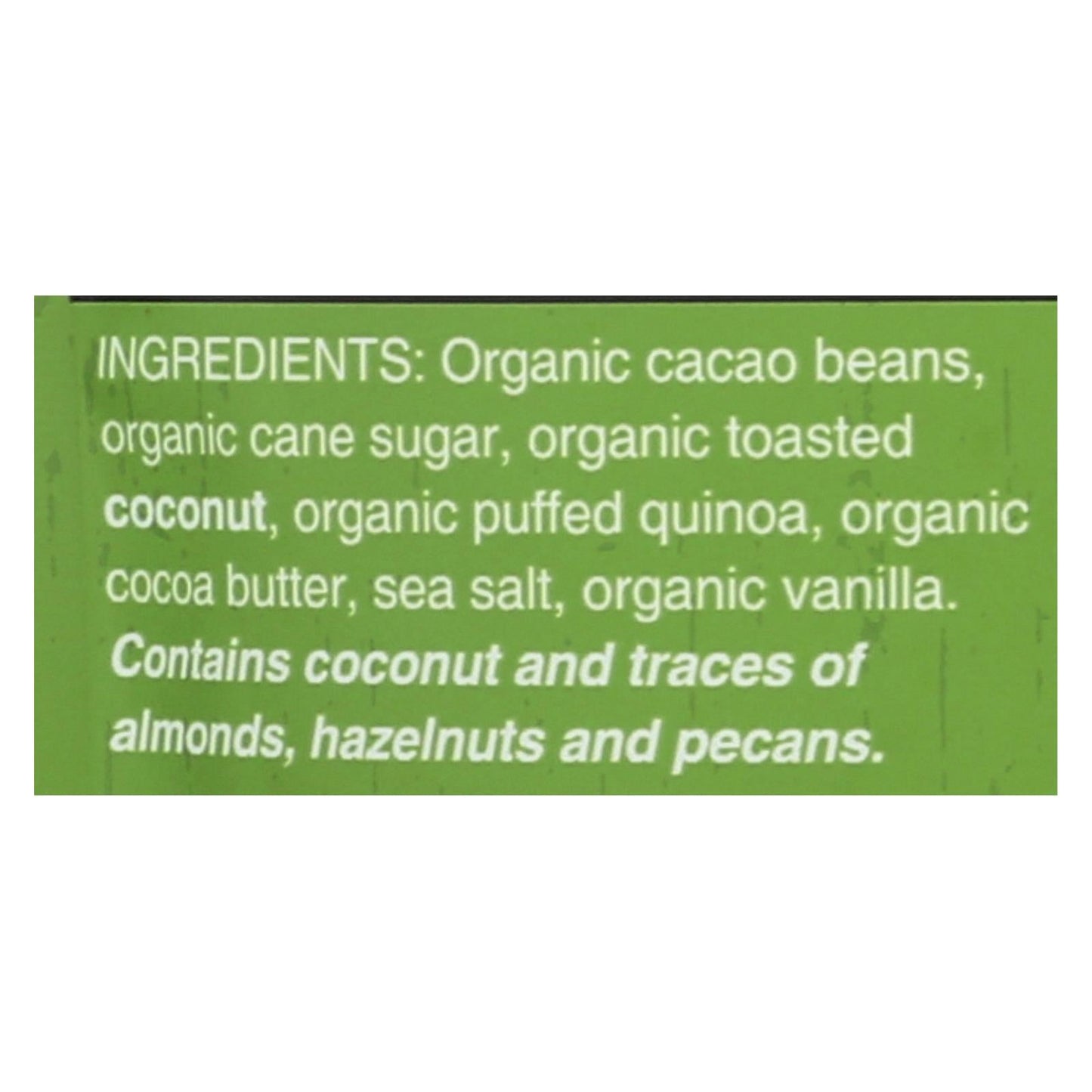 Organic Dark Chocolate Bark with Toasted Coconut (Pack of 12) - 4.2 Oz.