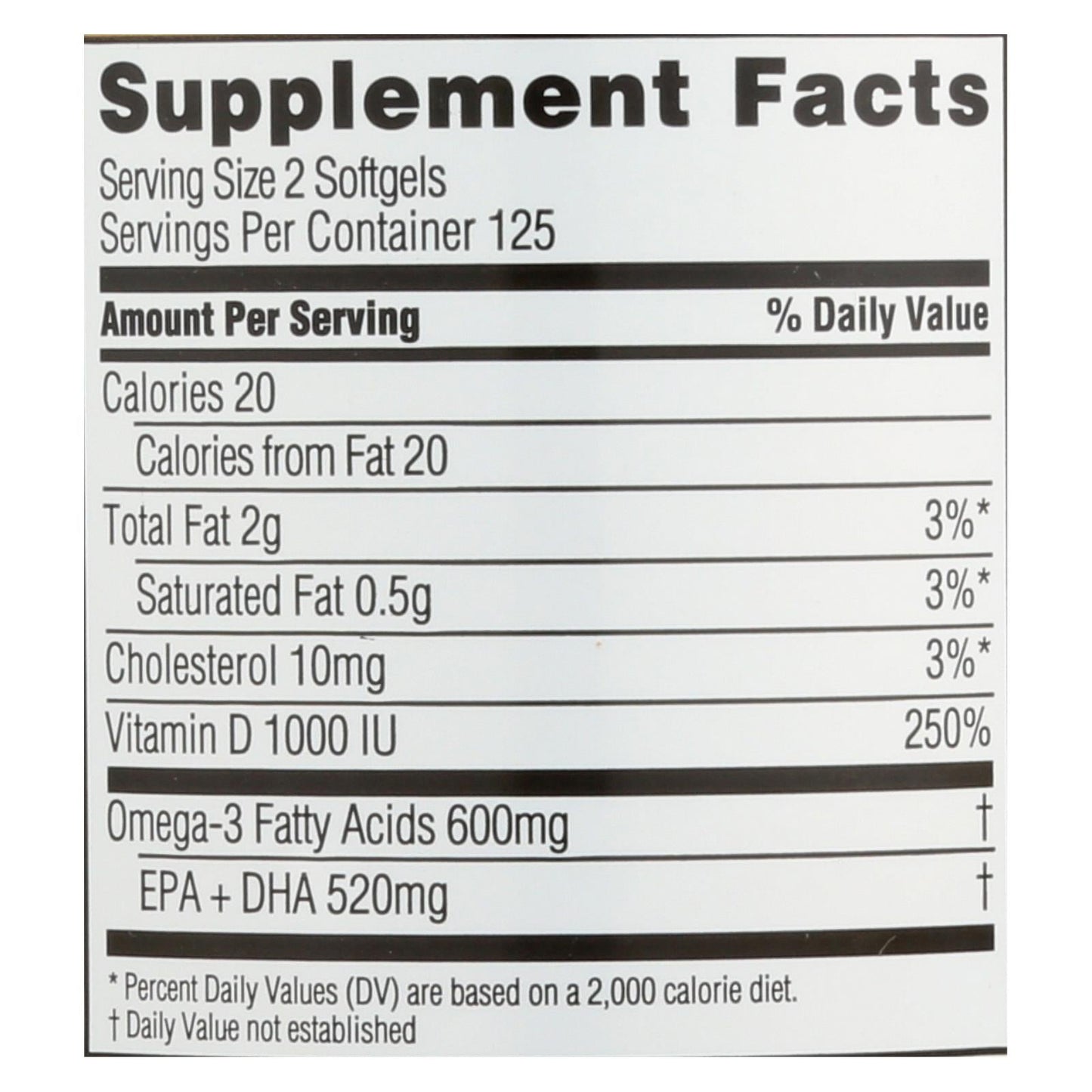 Spectrum Essentials Omega-3 Fish Oil with Vitamin D, 250 Softgels