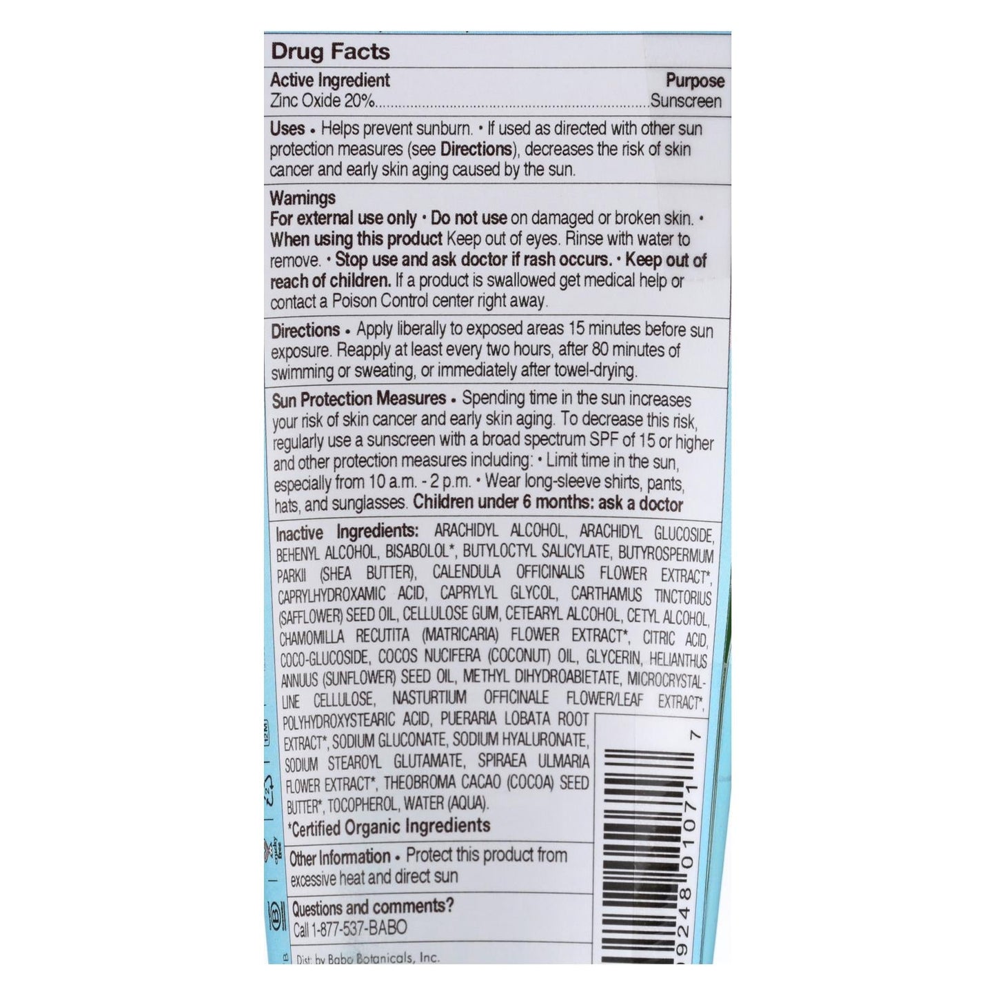Mineral Sunscreen SPF 50 for Babies by Babo Botanicals, 3 Oz. Pack