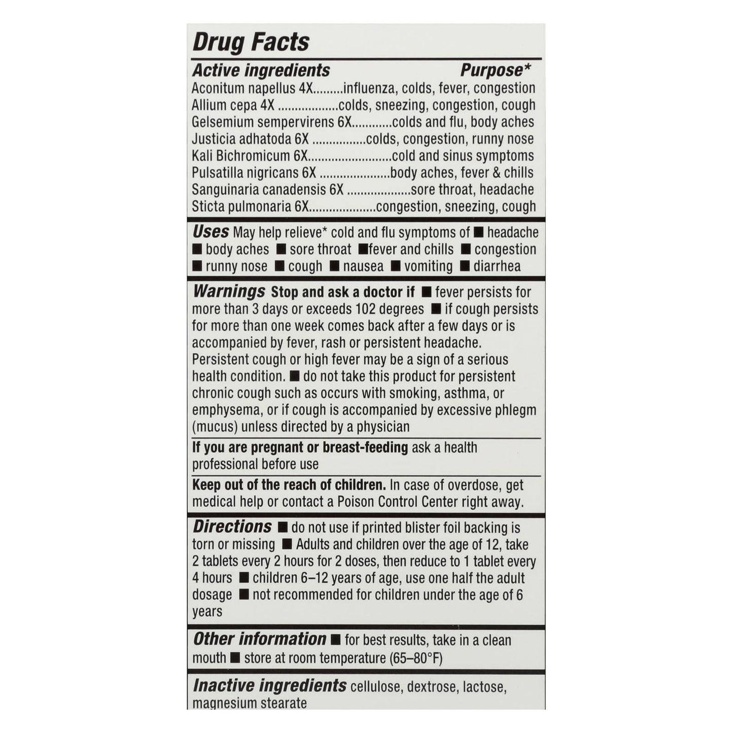Natrabio Cold and Flu Relief, Non-Drowsy, 60 Tablets