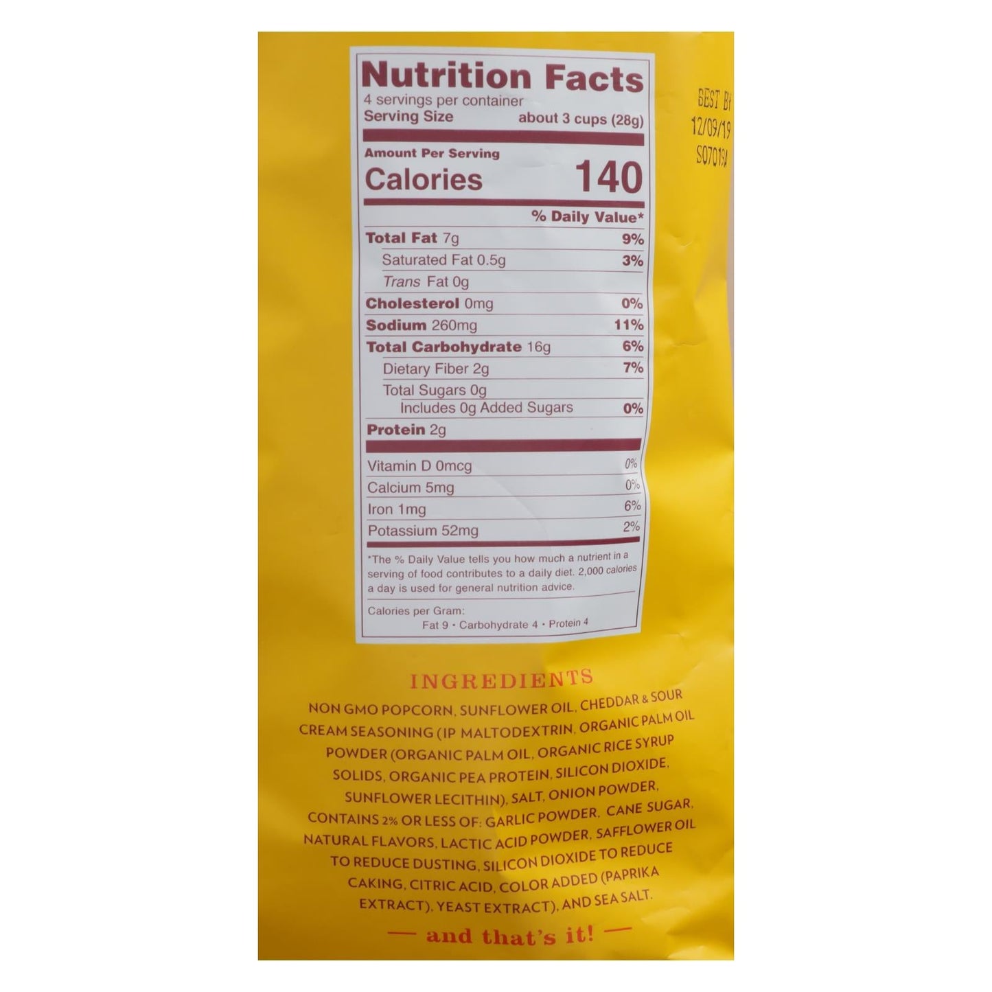 Live Love Pop Cheddar & Sour Cream Popcorn, (Pack of 12) 4.4 Oz.