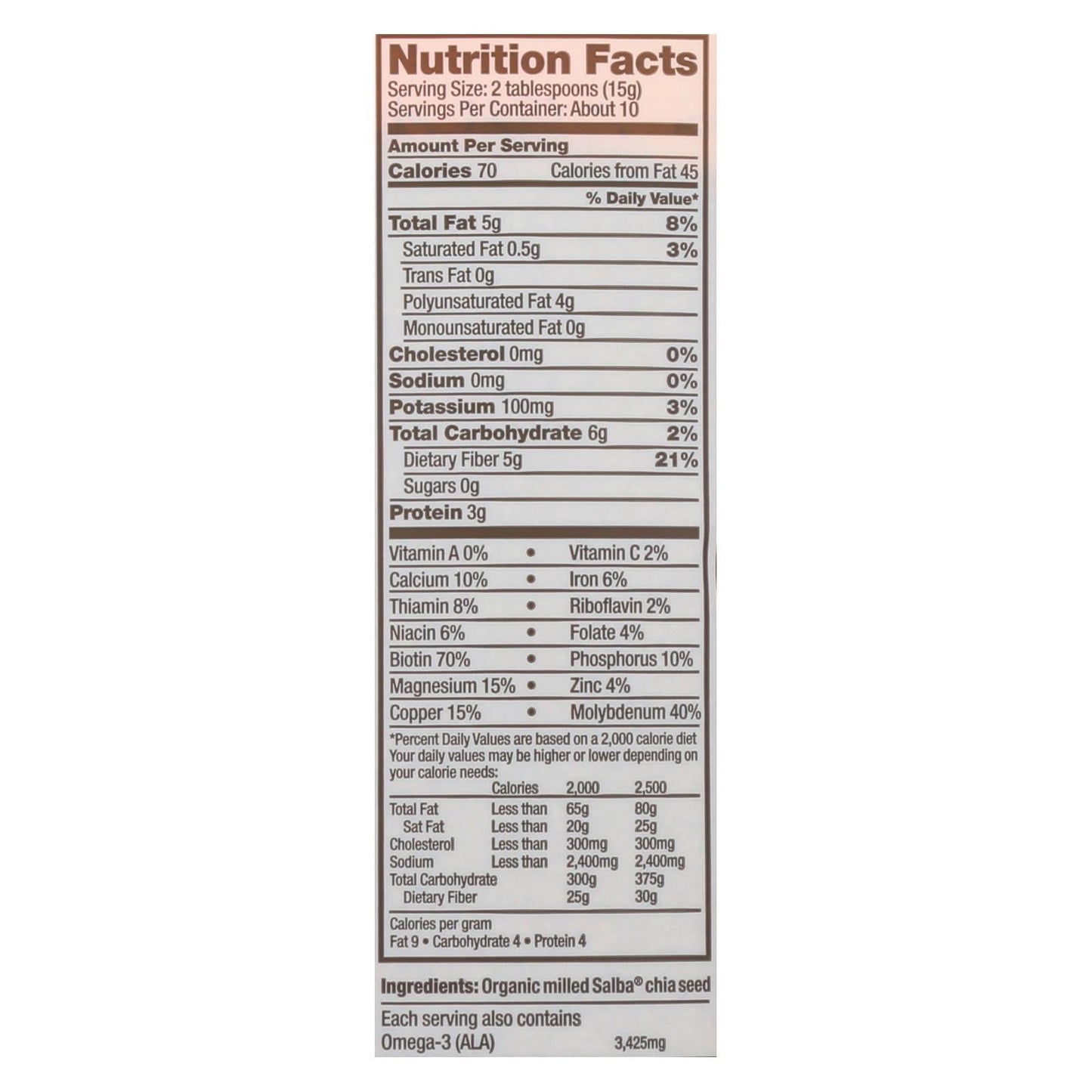 Premium Organic Ground Chia Seeds - 5.3 Oz