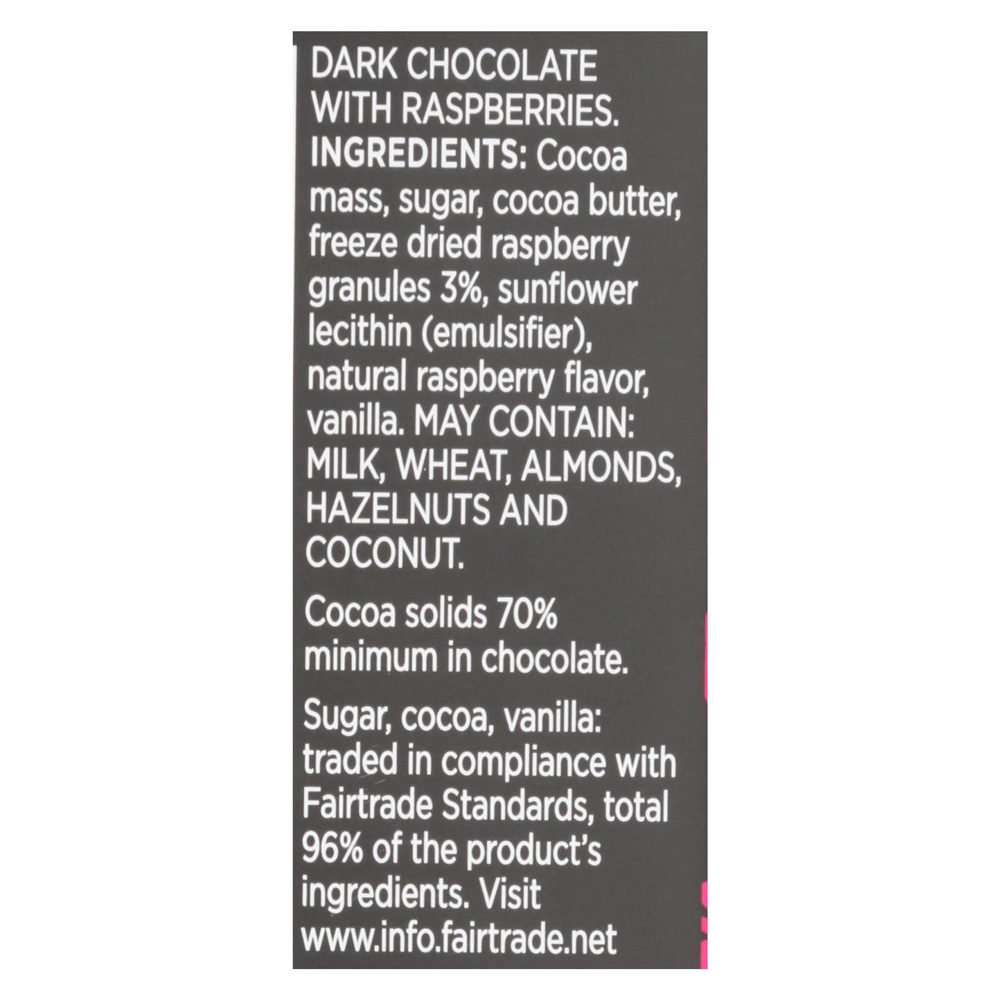 Divine Dark Chocolate Bar with Raspberry (Pack of 12 - 3 Oz.)