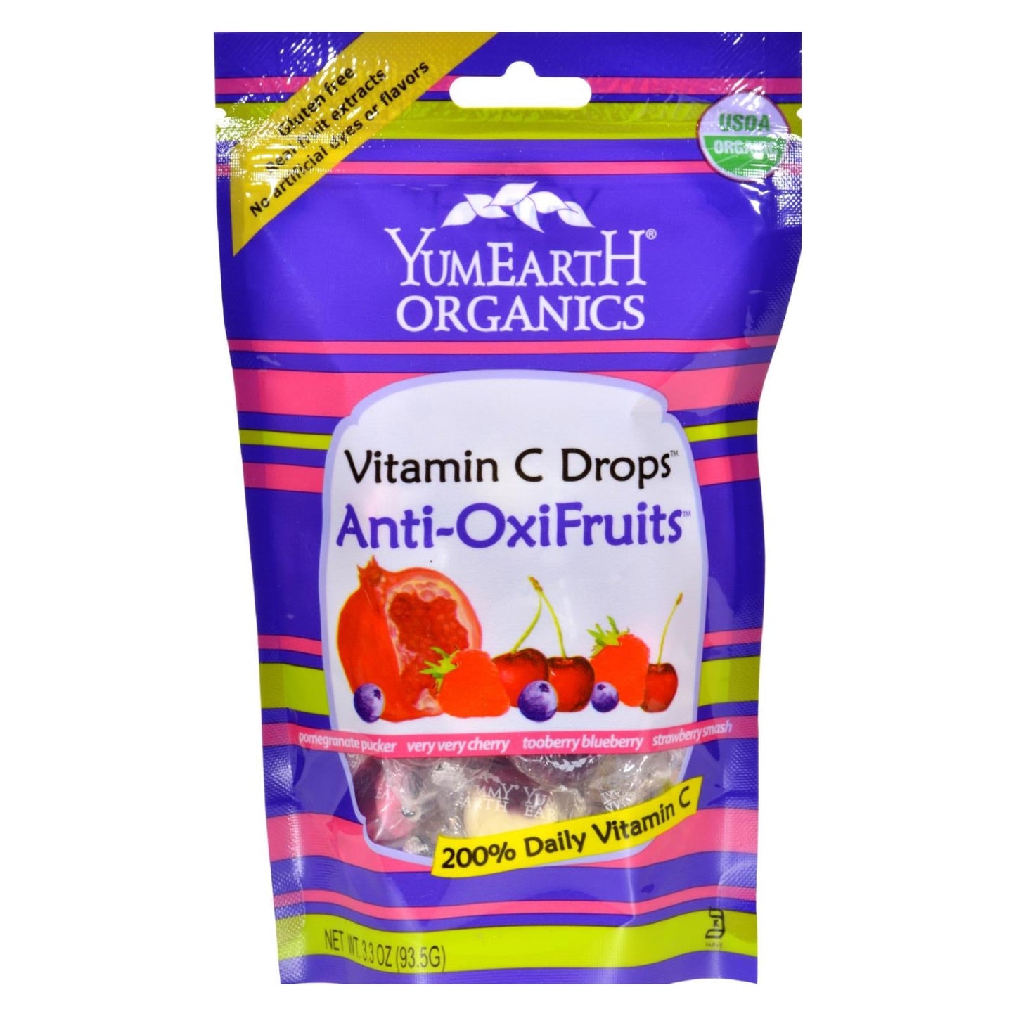 YumEarth Organic Vitamin C Drops - Anti-Oxifruits - 3.3 Oz Pack of 6