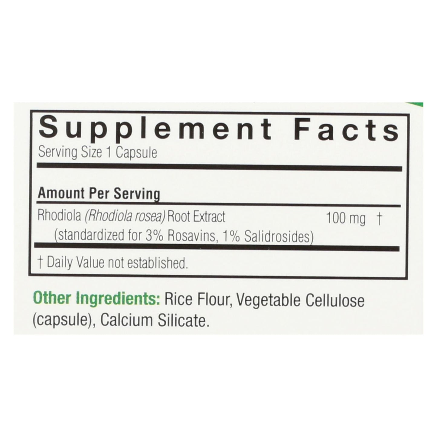 Nature's Answer Rhodiola Root Extract: Enhance Vitality and Reduce Stress (60 Vegetarian Capsules)